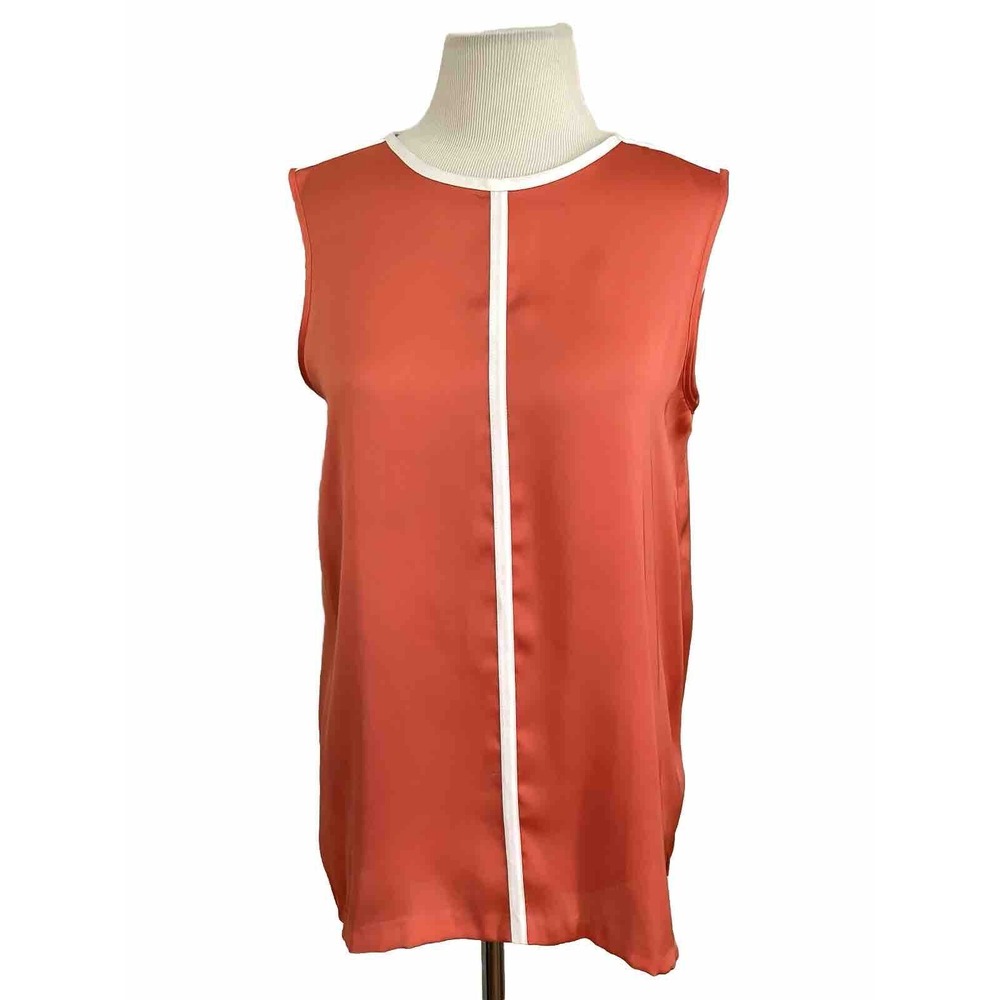 Vince Camino Shirt Sz Med Coral Orange Sleeveless Blouse‎ Top